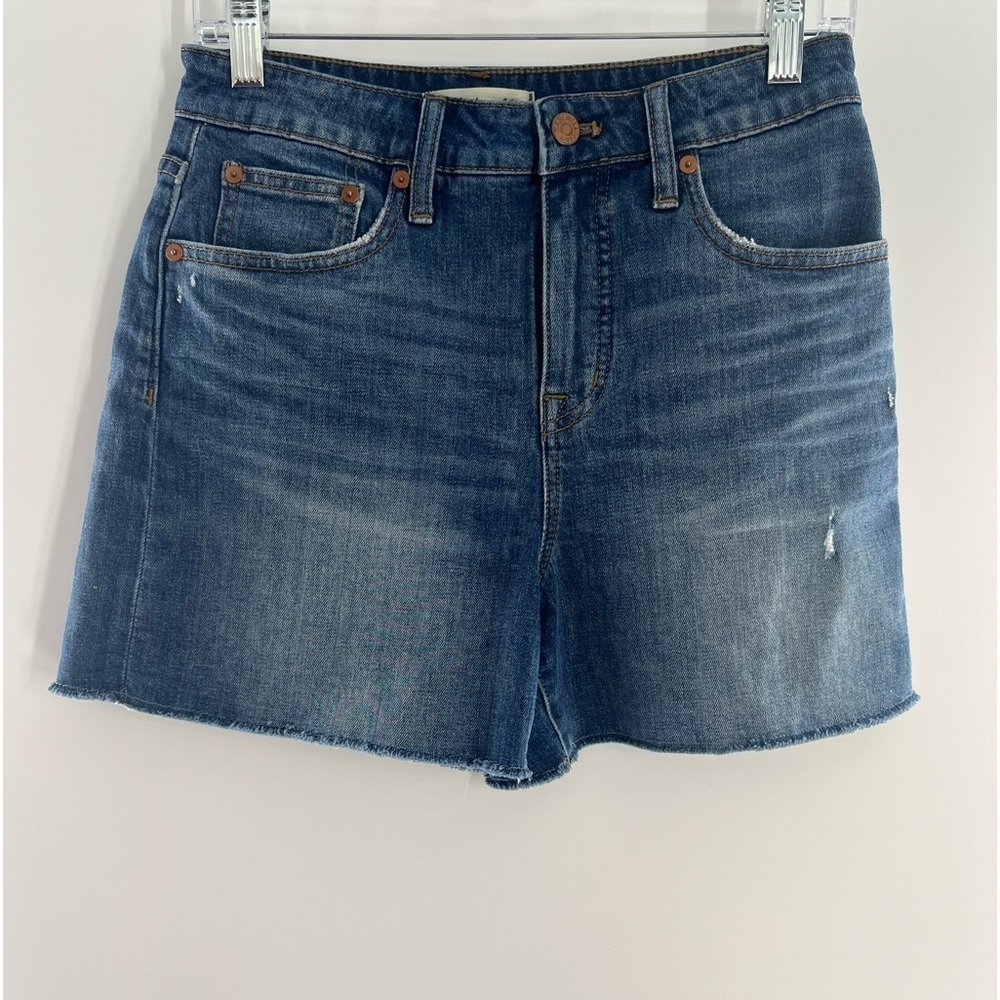 MADEWELL CURVY HIGH RISE DENIM SHORTS IN GLENOAKS WASH 26